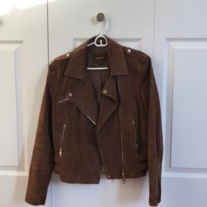 Mango Brown Suede Bomber Jacket